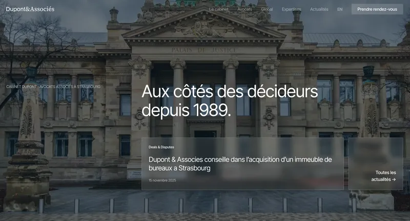 Capture d'écran de la page d'accueil d'un site de cabinet d'avocats
