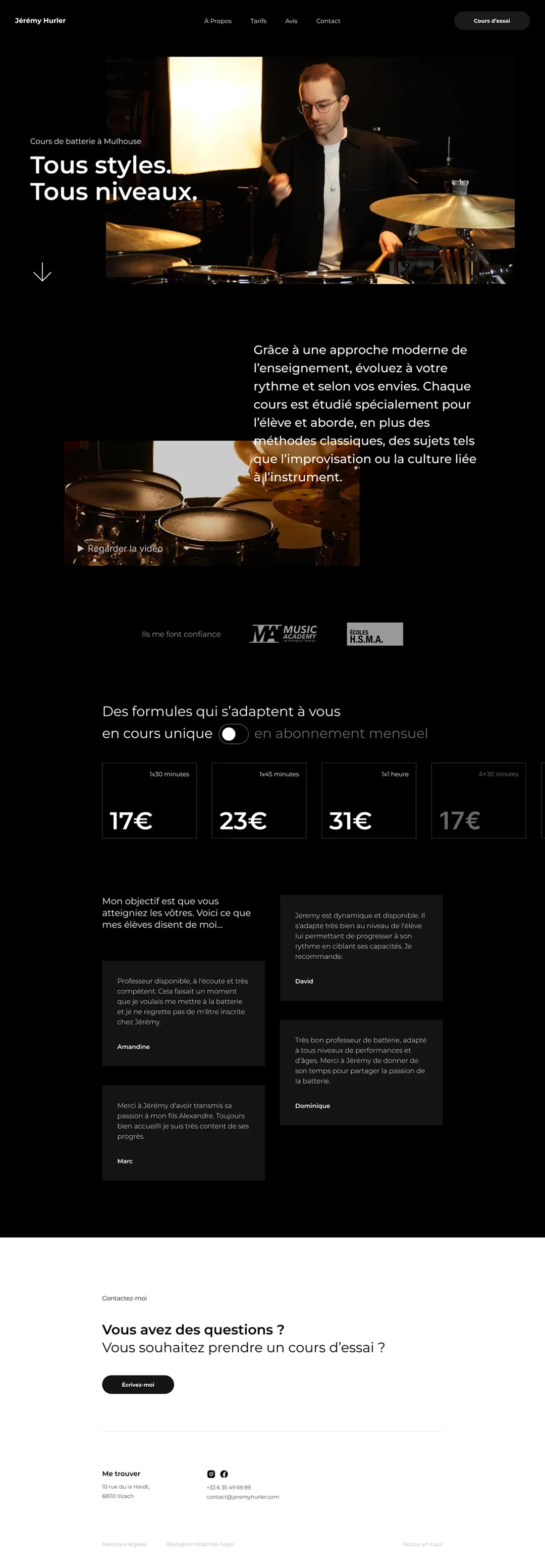 Capture d'écran d'une landing page