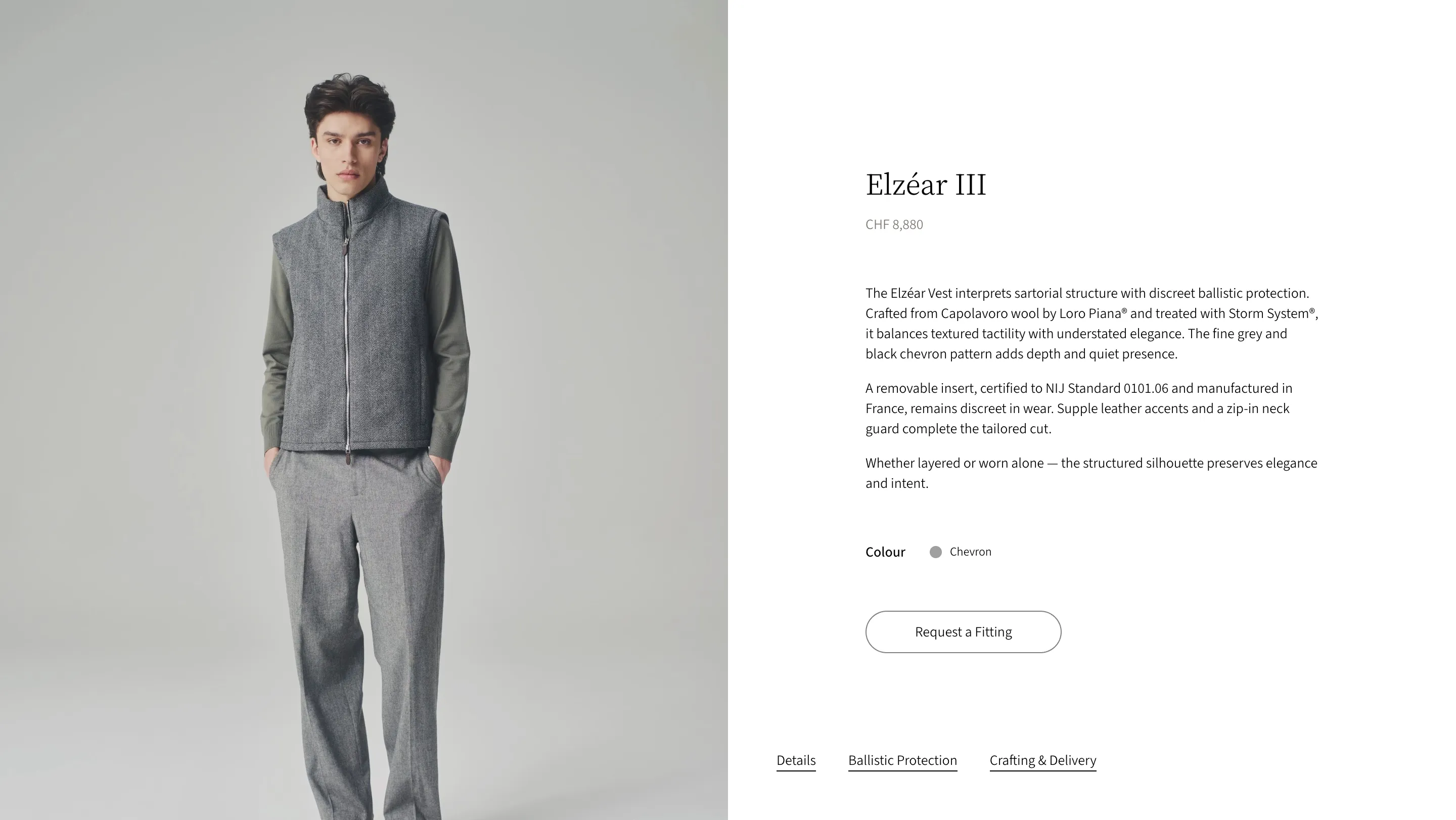 Capture d'écran d'une page produit du site de LERÉGAN Zurich