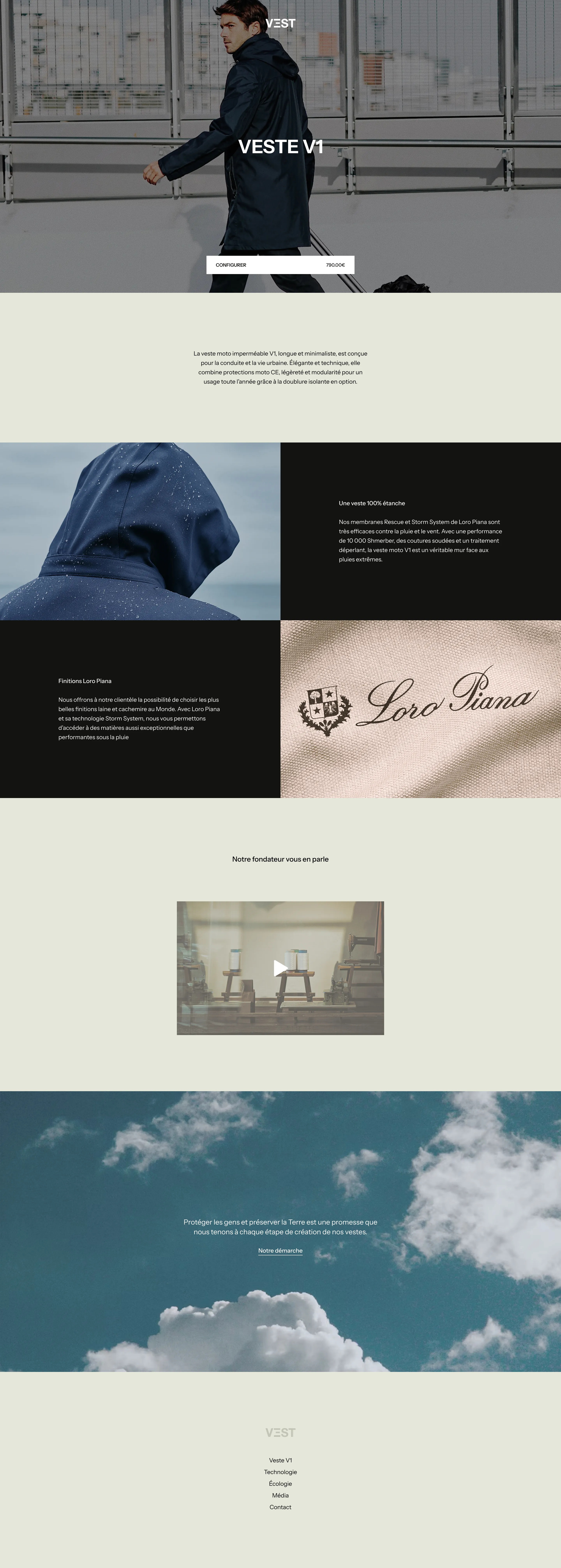 Capture d'écran d'une page produit du site de VEST Paris